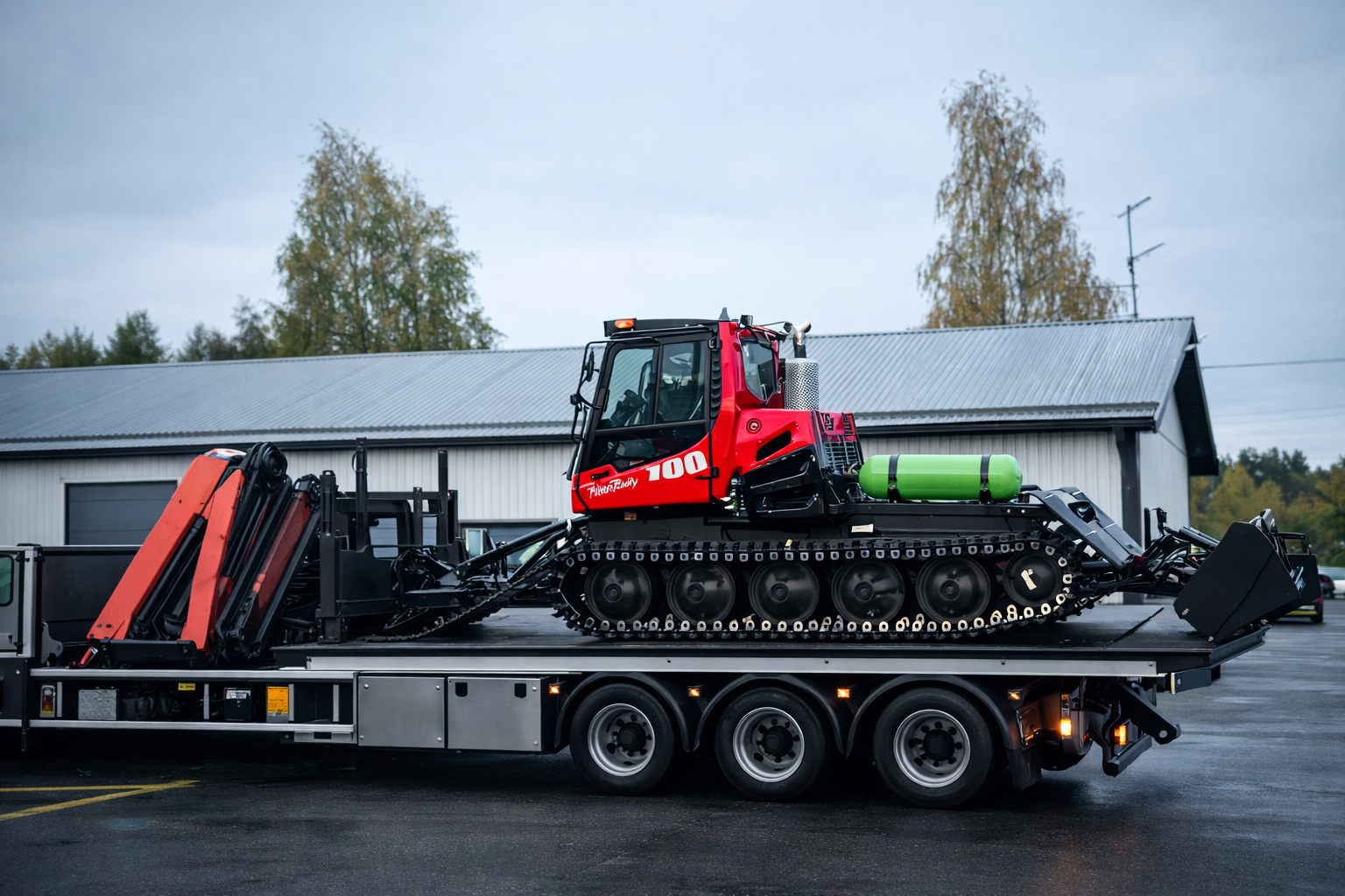 CNG-powered snow groomer converted by AB X Machina, showcasing alternative fuel system for heavy industrial machinery
